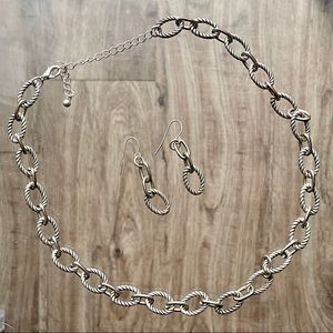 Silver & Gold Chain Necklace & Earrings 🛍SET🛍